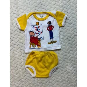 Vintage Popeye 2 Piece Set Size 0-6 Months